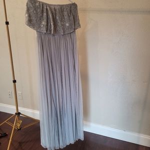 Grey embellished maxi dress off shoulder